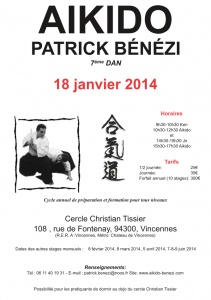 Stage avec Patrick Bénézi à Vincennes le samedi 18 janvier 2014