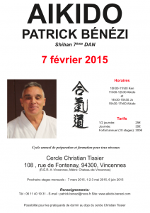 Stage avec Patrick BENEZI Shihan à Vincennes le samedi 7 février 2015