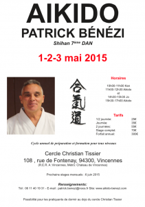 Stage aikido avec Patrick BENEZI du 1 au 3 mai 2015 à Vincennes