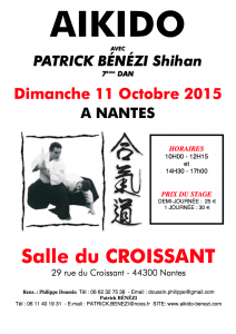 Stage aikido avec Patrick Bénézi à Nantes le dimanche 11 octobre 2015