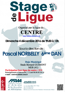 Stage de Ligue du Centre avec Pascal Norbelly 6ème DAN le dimanche 4 décembre 2016
